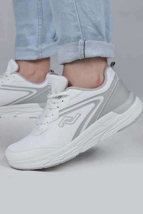28037 Beyaz - Açık Gri Erkek Sneaker Günlük Spor Ayakkabı - 2