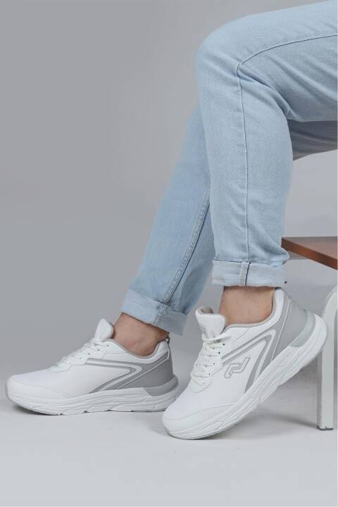 28037 Beyaz - Açık Gri Erkek Sneaker Günlük Spor Ayakkabı - 4