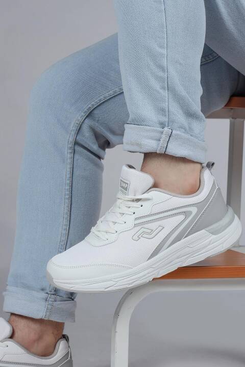 28037 Beyaz - Açık Gri Erkek Sneaker Günlük Spor Ayakkabı - 5