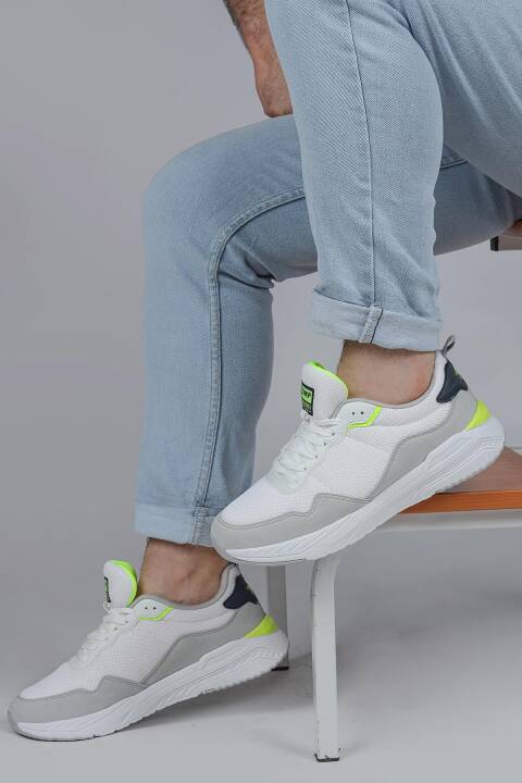 28040 Beyaz - Gri Erkek Sneaker Günlük Spor Ayakkabı - 4