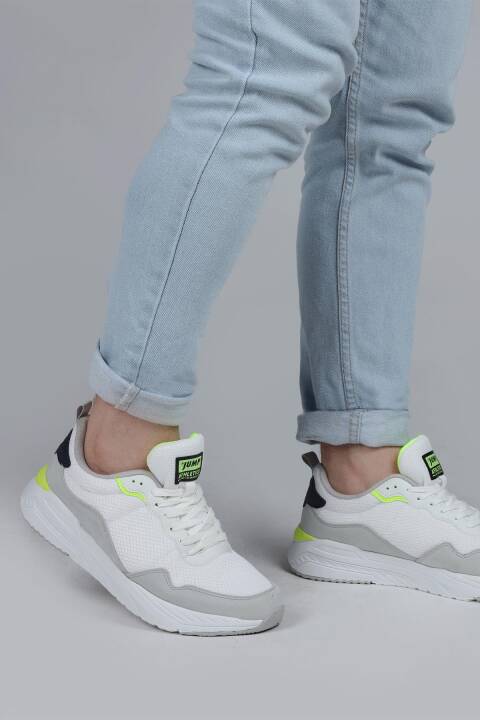 28040 Beyaz - Gri Erkek Sneaker Günlük Spor Ayakkabı - 5