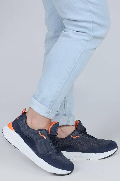 28040 Lacivert - Turuncu Erkek Sneaker Günlük Spor Ayakkabı - 4
