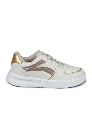 28063 Bej - Beyaz Kadın Sneaker Günlük Spor Ayakkabı - Jump