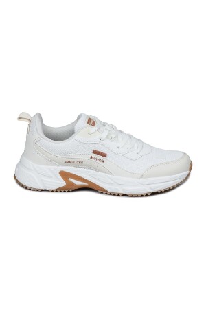28066 Beyaz - Bej Kadın Sneaker Günlük Spor Ayakkabı 