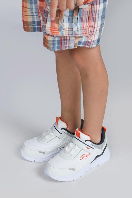28101 Cırtlı Beyaz - Lacivert Üniseks Çocuk Sneaker Günlük Spor Ayakkabı - 4