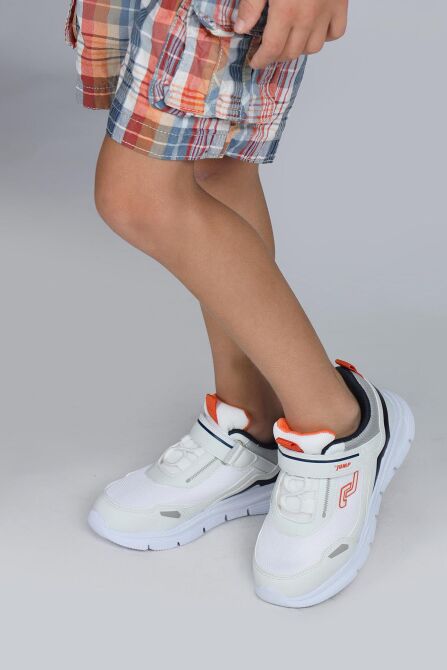 28101 Cırtlı Beyaz - Lacivert Üniseks Çocuk Sneaker Günlük Spor Ayakkabı - 5