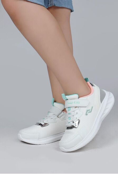28106 Cırtlı Beyaz - Somon Kız Çocuk Sneaker Günlük Spor Ayakkabı - 2