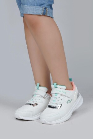 28106 Cırtlı Beyaz - Somon Kız Çocuk Sneaker Günlük Spor Ayakkabı - 4