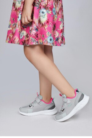 28106 Cırtlı Gri - Pembe Kız Çocuk Sneaker Günlük Spor Ayakkabı - 5