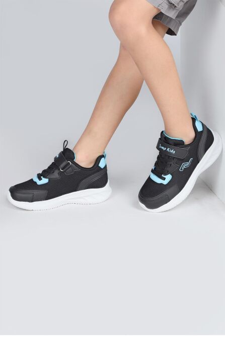 28106 Cırtlı Siyah - Mavi Üniseks Çocuk Sneaker Günlük Spor Ayakkabı - 5