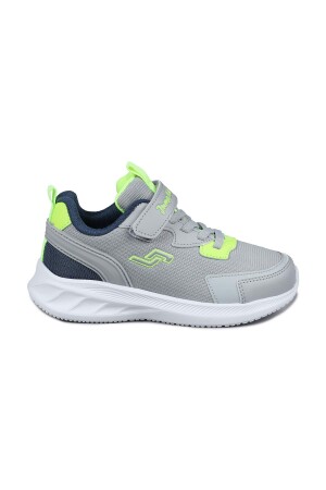 28106 Cırtlı Açık Gri - Neon Yeşil Üniseks Çocuk Sneaker Günlük Spor Ayakkabı - Jump