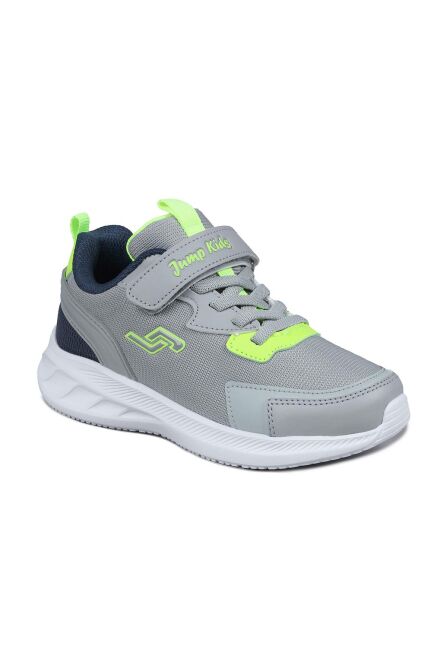 28106 Cırtlı Açık Gri - Neon Yeşil Üniseks Çocuk Sneaker Günlük Spor Ayakkabı - 6