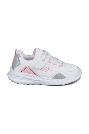 28110 Cırtlı Beyaz - Somon Pembe Kız Çocuk Sneaker Günlük Spor Ayakkabı 