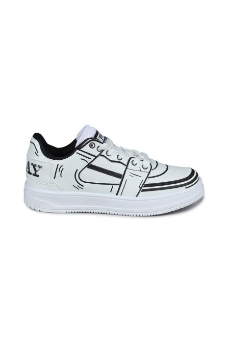 28129 Beyaz - Siyah Üniseks Çocuk Sneaker Günlük Spor Ayakkabı - 1