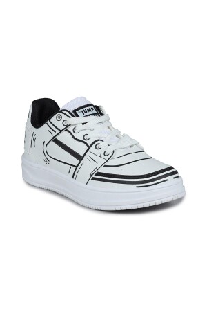 28129 Beyaz - Siyah Üniseks Çocuk Sneaker Günlük Spor Ayakkabı - 2
