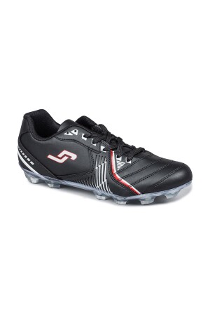 28220 Siyah - Kırmızı Çim Halı Saha Krampon Futbol Ayakkabısı - Jump (1)