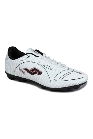 28223 Beyaz - Kırmızı Çim Halı Saha Krampon Futbol Ayakkabısı - Jump (1)