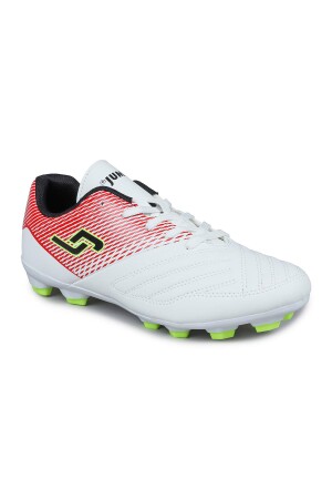 28224 Beyaz - Kırmızı Çim - Halı Saha Krampon Futbol Ayakkabısı - Jump (1)