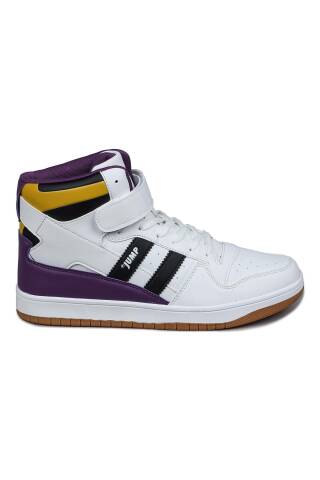 28504 Yüksek Bilekli Beyaz - Siyah Erkek Sneaker Günlük Spor Ayakkabı - Jump