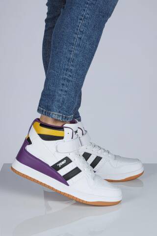 28504 Yüksek Bilekli Beyaz - Siyah Erkek Sneaker Günlük Spor Ayakkabı - Jump (1)