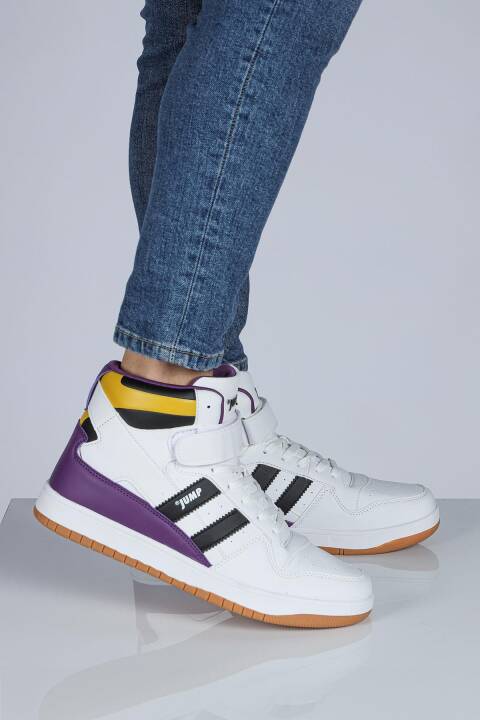 28504 Yüksek Bilekli Beyaz - Siyah Erkek Sneaker Günlük Spor Ayakkabı - 2