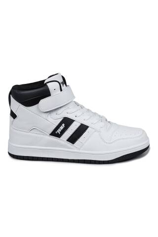 28504 Yüksek Bilekli Beyaz - Siyah Erkek Sneaker Günlük Spor Ayakkabı - Jump