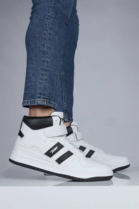 28504 Yüksek Bilekli Beyaz - Siyah Erkek Sneaker Günlük Spor Ayakkabı - 3