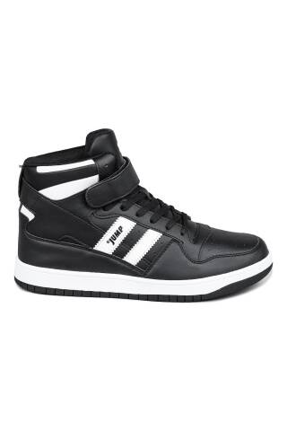 28504 Yüksek Bilekli Siyah - Beyaz Erkek Sneaker Günlük Spor Ayakkabı - Jump