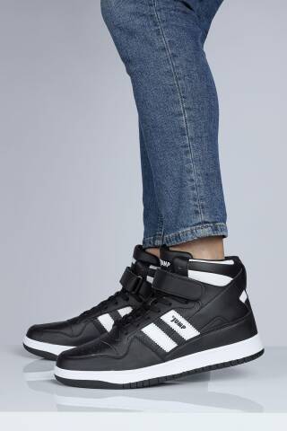 28504 Yüksek Bilekli Siyah - Beyaz Erkek Sneaker Günlük Spor Ayakkabı - Jump (1)