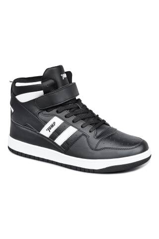 28504 Yüksek Bilekli Siyah - Beyaz Erkek Sneaker Günlük Spor Ayakkabı - 7