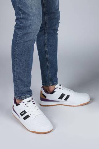 28505 Beyaz - Siyah - Mor Erkek Sneaker Günlük Spor Ayakkabı - 3