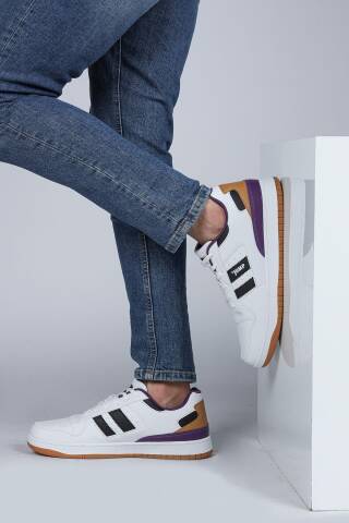 28505 Beyaz - Siyah - Mor Erkek Sneaker Günlük Spor Ayakkabı - 5