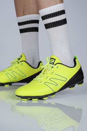 28524 Neon Yeşil - Siyah Çim Halı Saha Krampon Futbol Ayakkabısı - 4