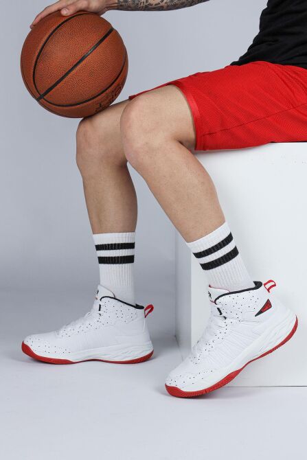 28531 Beyaz - Kırmızı Erkek Basketbol Spor Ayakkabısı - 4