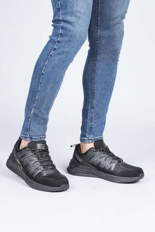 28595 Siyah - Neon Yeşil Erkek Yürüyüş Koşu Spor Ayakkabı - 4