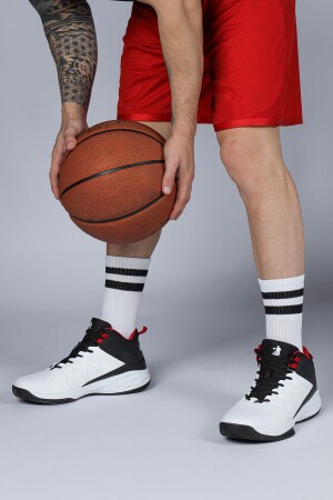 28652 Beyaz - Siyah Erkek Basketbol Spor Ayakkabısı - 5