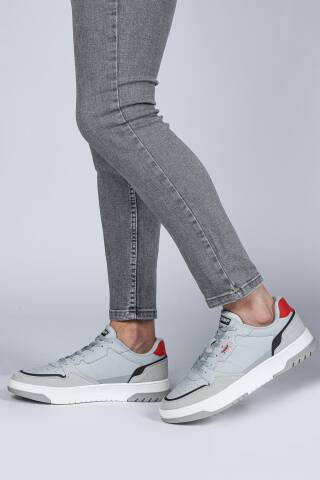 28662 Açık Gri - Kahverengi Erkek Sneaker Günlük Spor Ayakkabı - Jump (1)