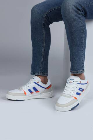 28693 Beyaz - Mavi Erkek Sneaker Günlük Spor Ayakkabı - 4