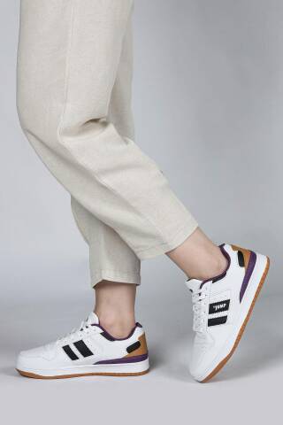 28709 Beyaz - Siyah Kadın Sneaker Günlük Spor Ayakkabı - Jump (1)