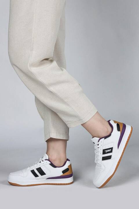 28709 Beyaz - Siyah Kadın Sneaker Günlük Spor Ayakkabı - 2