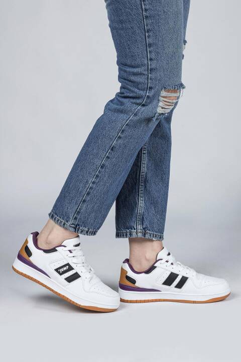 28709 Beyaz - Siyah Kadın Sneaker Günlük Spor Ayakkabı - 4