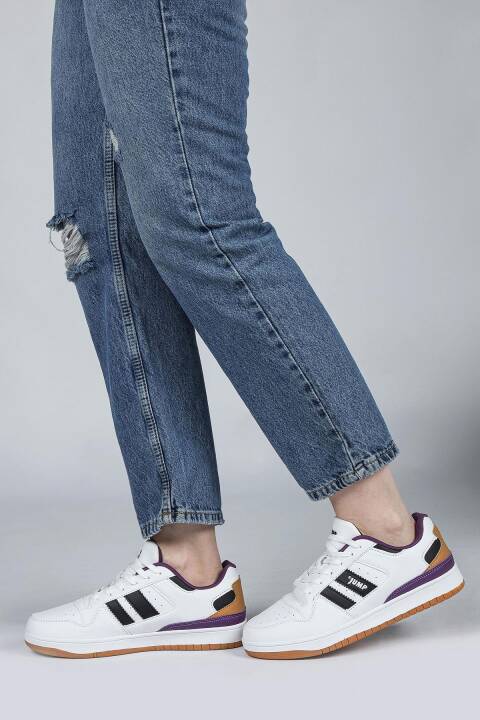 28709 Beyaz - Siyah Kadın Sneaker Günlük Spor Ayakkabı - 5