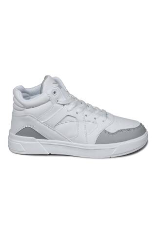 28746 Yüksek Bilekli Beyaz - Gri Kadın Sneaker Günlük Spor Ayakkabı - Jump