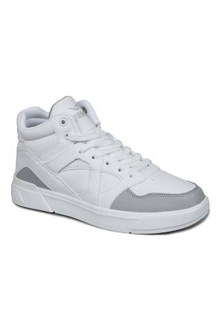 28746 Yüksek Bilekli Beyaz - Gri Kadın Sneaker Günlük Spor Ayakkabı - 7