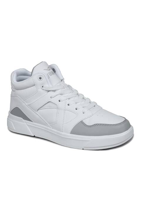 28746 Yüksek Bilekli Beyaz - Gri Kadın Sneaker Günlük Spor Ayakkabı - 7