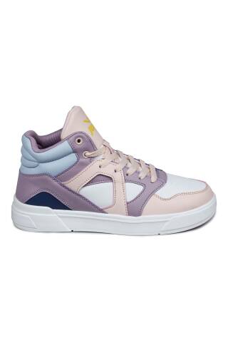 28746 Yüksek Bilekli Somon Pembe - Mor Kadın Sneaker Günlük Spor Ayakkabı - Jump