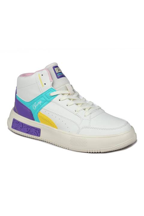 28756 Yüksek Bilekli Bej Kadın Sneaker Günlük Spor Ayakkabı - 7