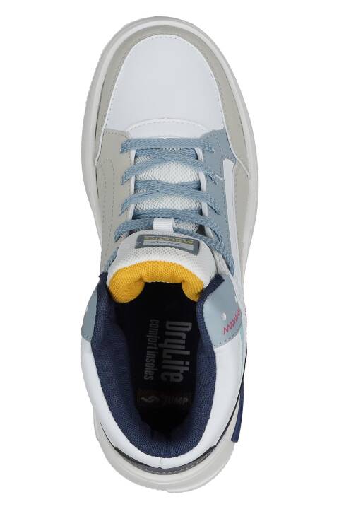 28756 Yüksek Bilekli Beyaz - Mavi Kadın Sneaker Günlük Spor Ayakkabı - 8