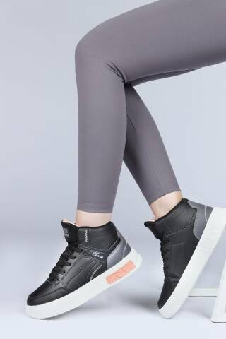28756 Yüksek Bilekli Siyah Kadın Sneaker Günlük Spor Ayakkabı - Jump (1)