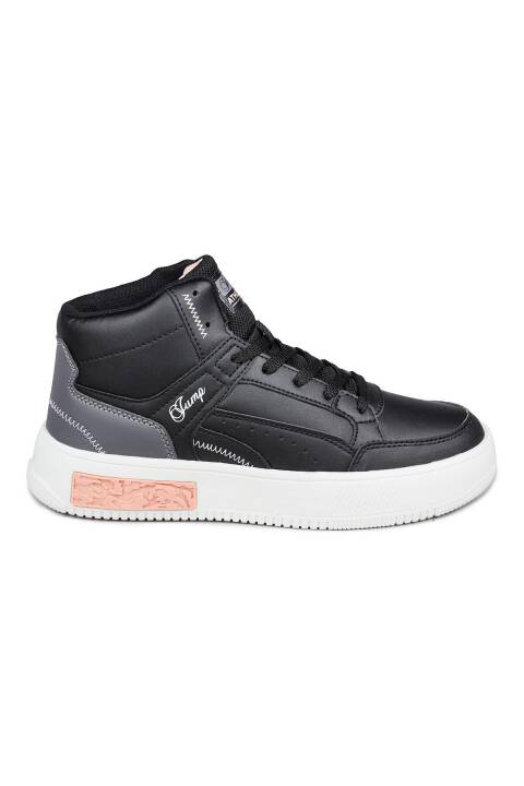 28756 Yüksek Bilekli Siyah Kadın Sneaker Günlük Spor Ayakkabı - 1